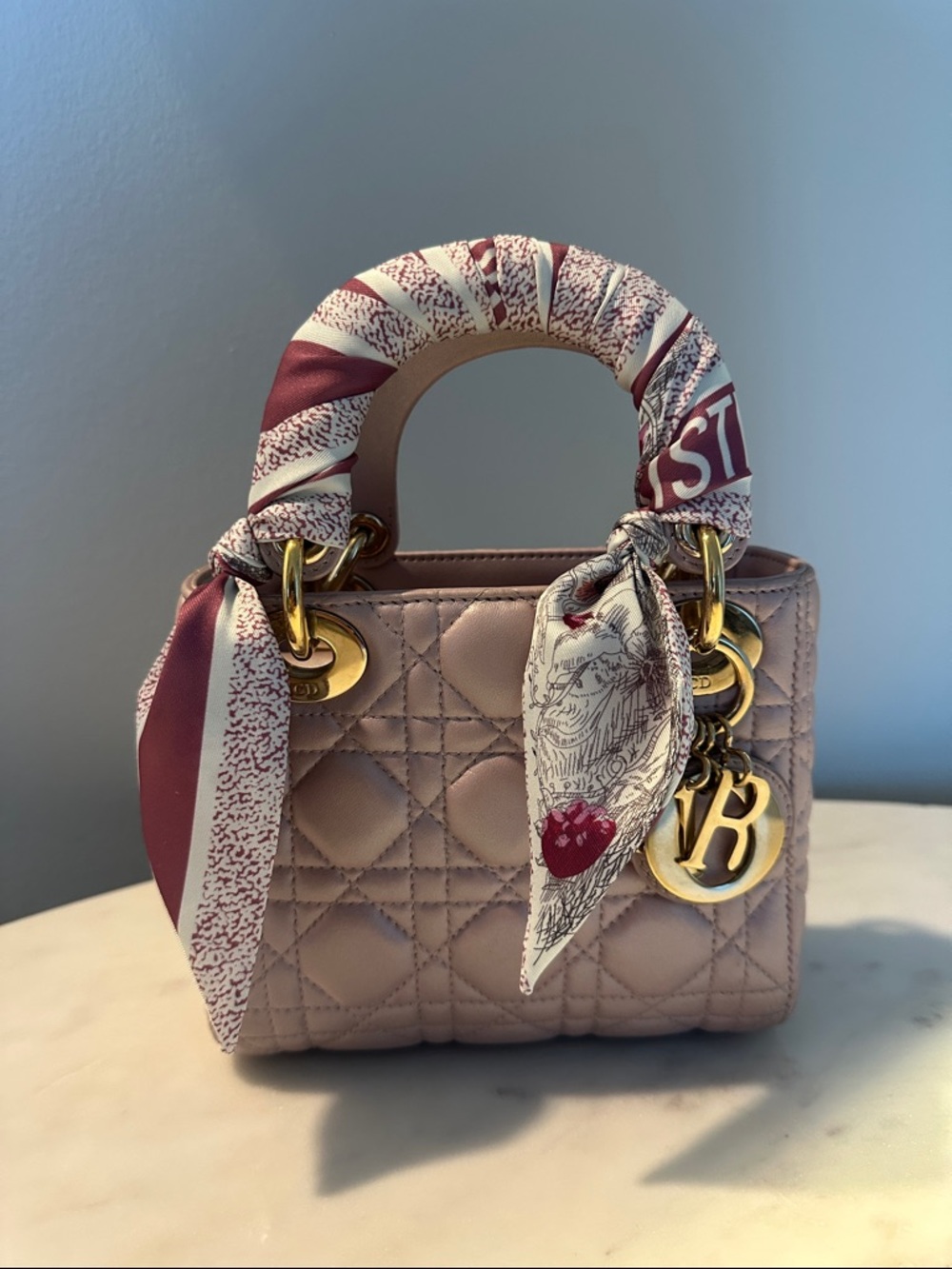 Authentic Lady Dior Chain Bag Cannage Quilt Lambskin Mini